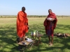 Great guide Joseph and spotter Kilmani preparing bush breakfast